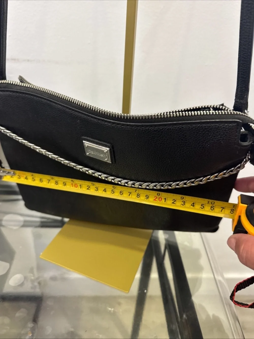 Calvin Klein Black Crossbody Bag with Silver Chain Accent